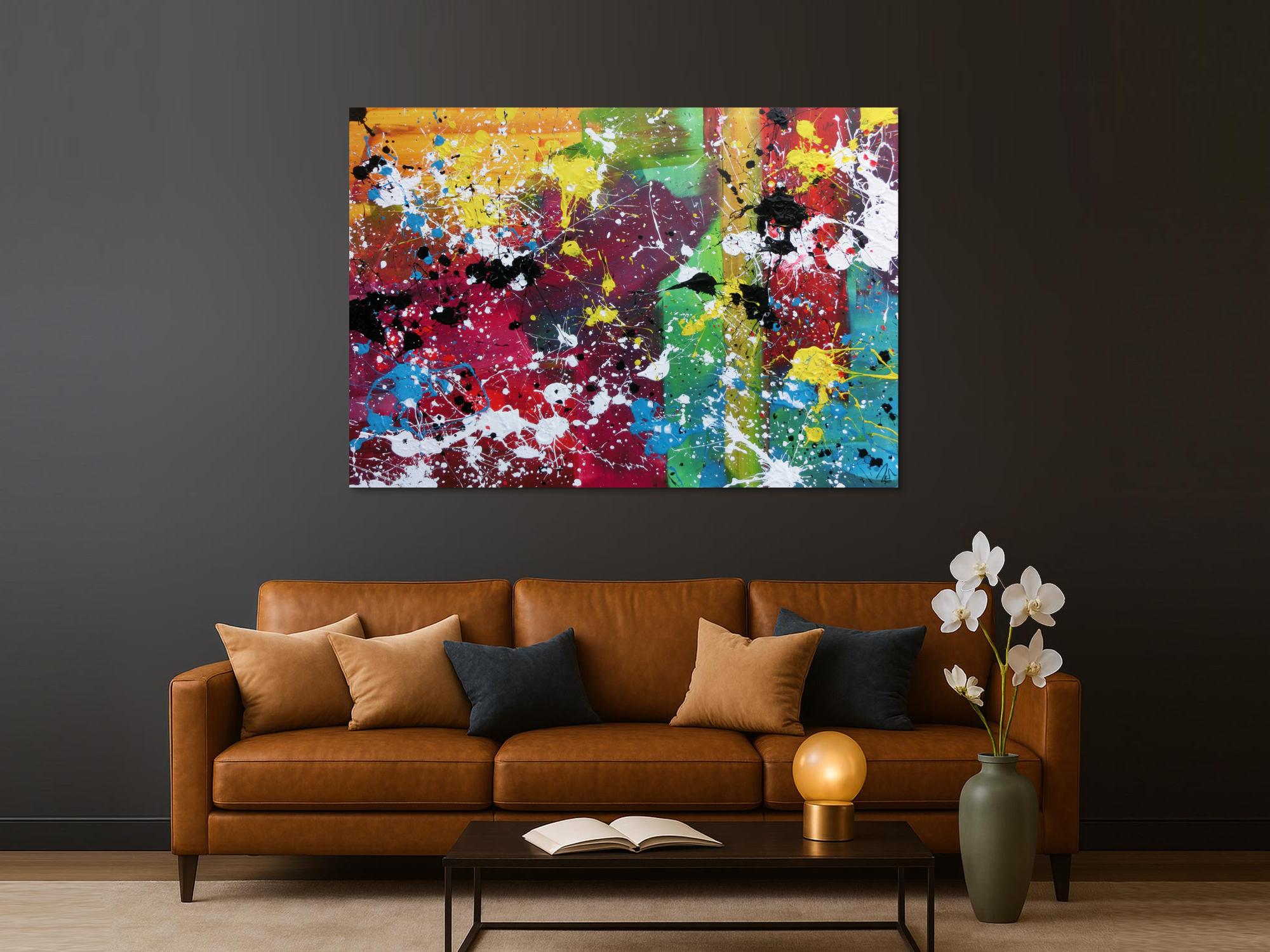 Abstraktes Gemälde modernes Bild sehr bunt Action Painting expressionistisch