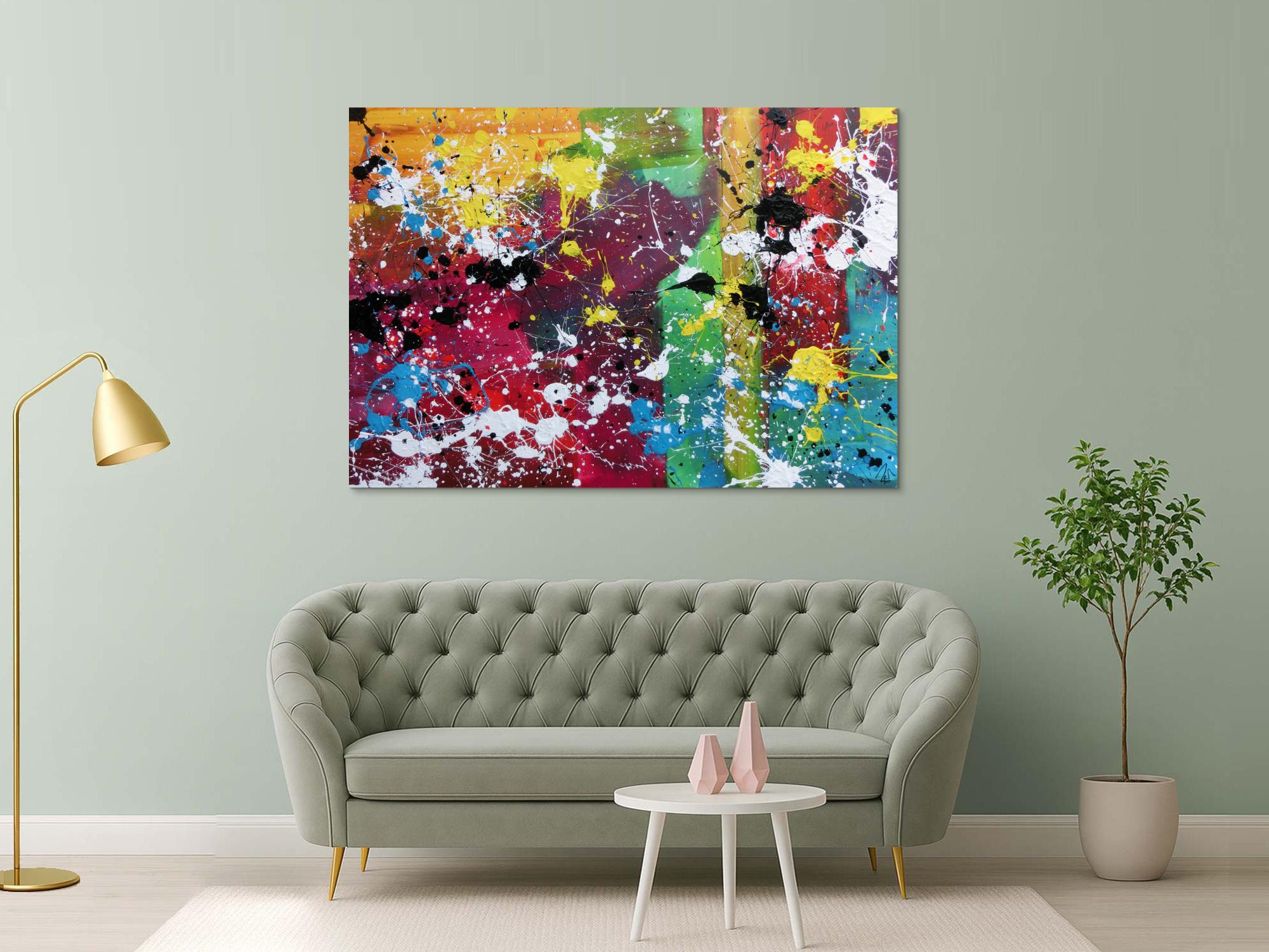 Abstraktes Gemälde modernes Bild sehr bunt Action Painting expressionistisch