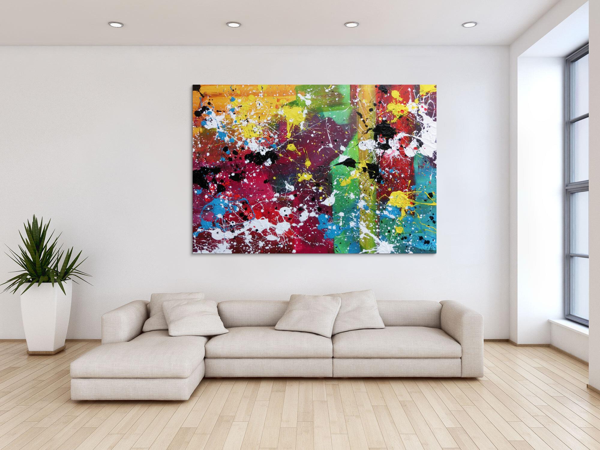 Abstraktes Gemälde modernes Bild sehr bunt Action Painting expressionistisch