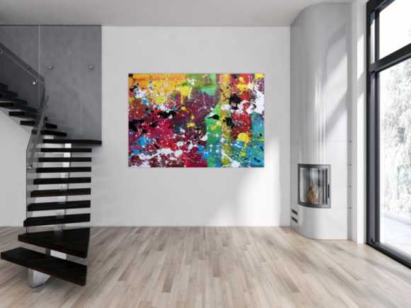 Abstraktes Gemälde modernes Bild sehr bunt Action Painting expressionistisch
