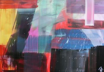 Abstraktes Gemälde modernes Acrylbild sehr bunt modern Mischtechnik