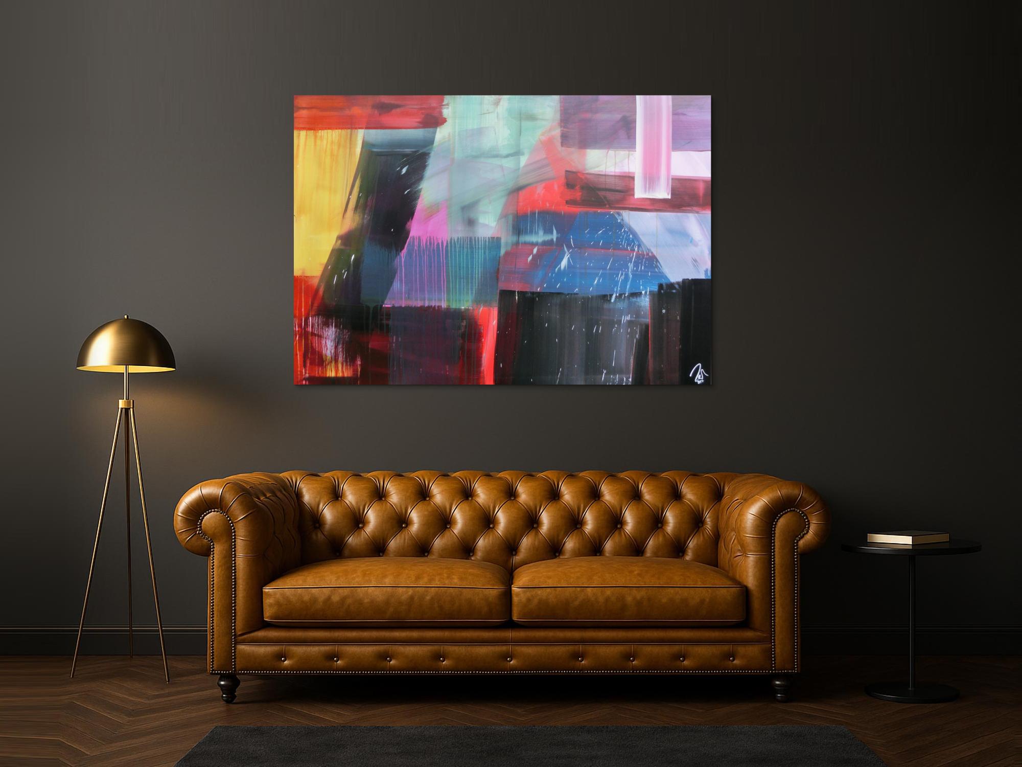 Abstraktes Gemälde modernes Acrylbild sehr bunt modern Mischtechnik