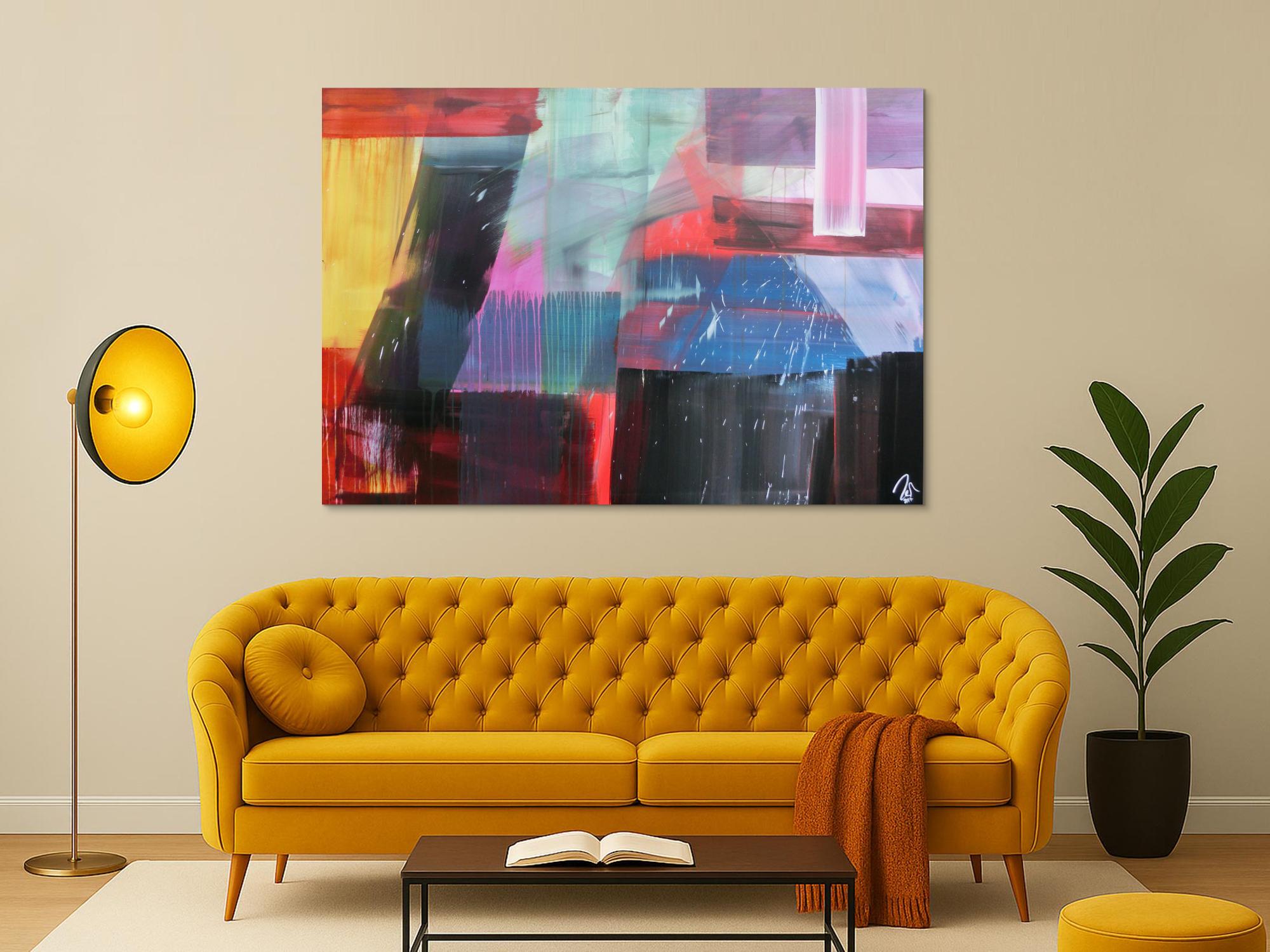 Abstraktes Gemälde modernes Acrylbild sehr bunt modern Mischtechnik