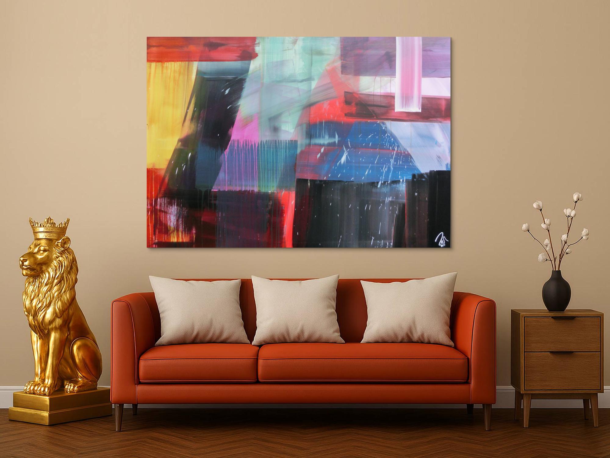 Abstraktes Gemälde modernes Acrylbild sehr bunt modern Mischtechnik