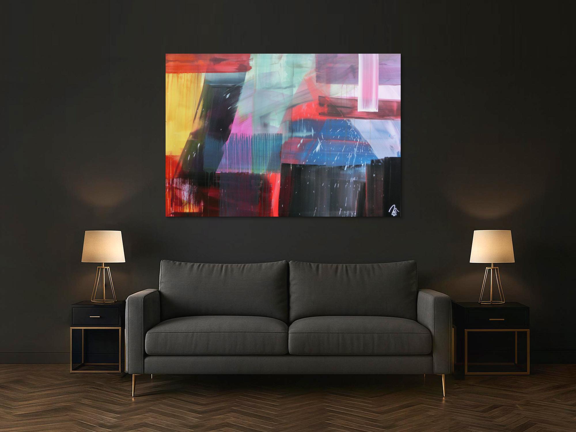 Abstraktes Gemälde modernes Acrylbild sehr bunt modern Mischtechnik