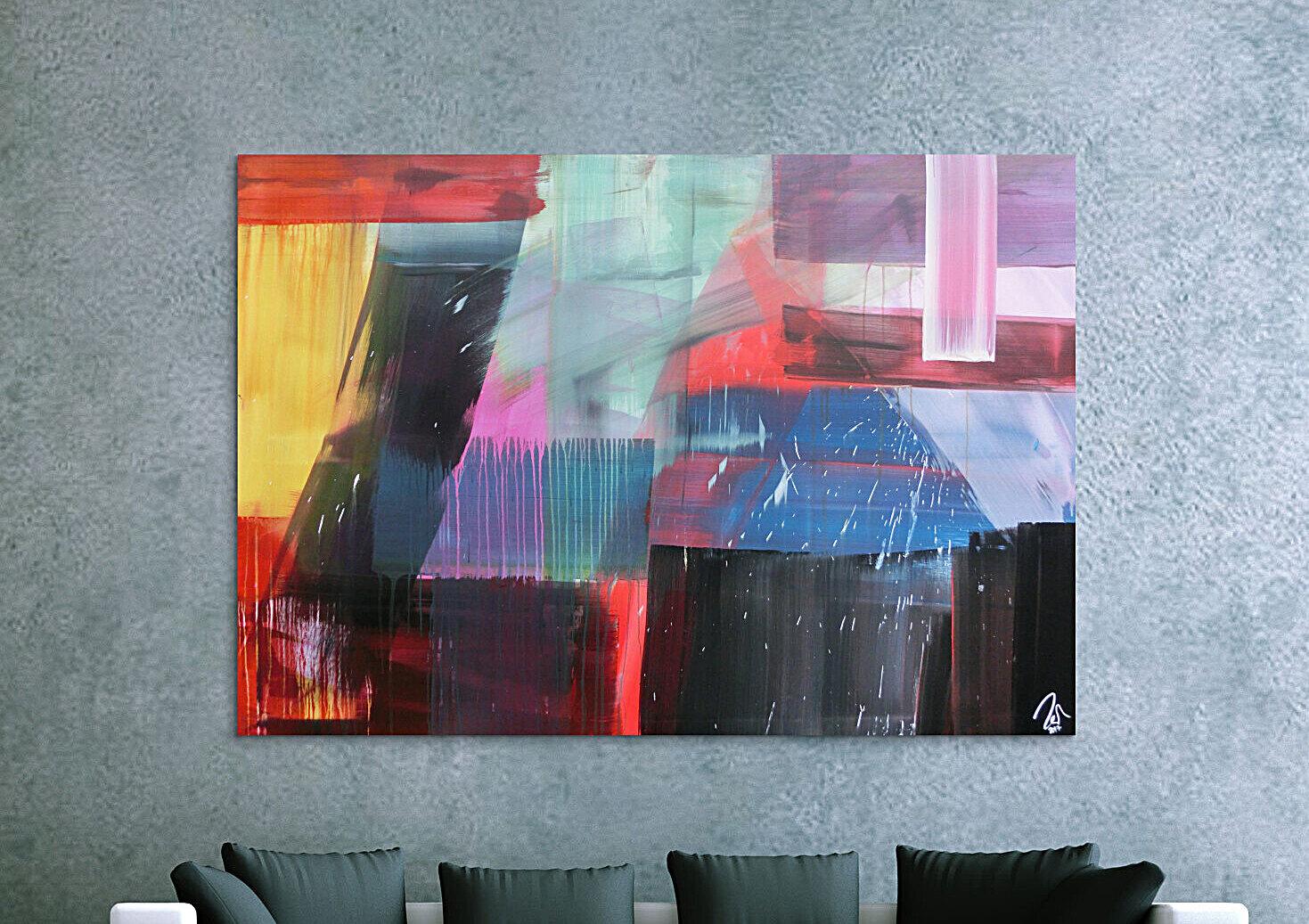 Abstraktes Gemälde modernes Acrylbild sehr bunt modern Mischtechnik