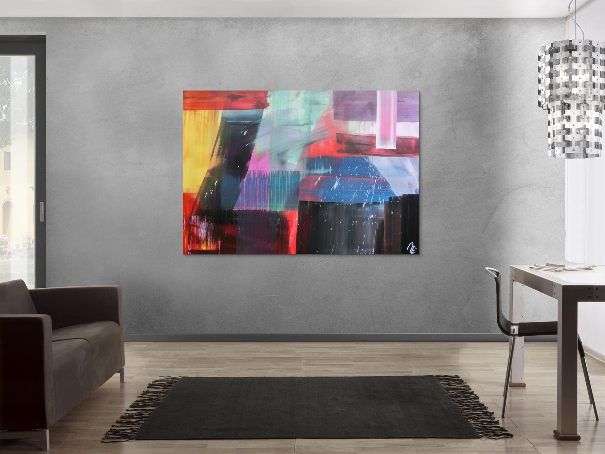 Abstraktes Gemälde modernes Acrylbild sehr bunt modern Mischtechnik