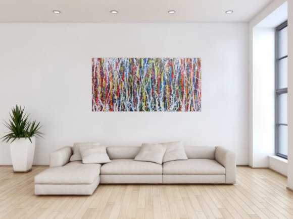 Abstraktes Acrylbild Action Painting Mischtechnik Spachteltechnik sehr modern bunt