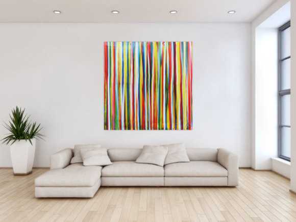 Abstraktes Acrylbild bunte Streifen sehr modern Spachteltechnik viele ...