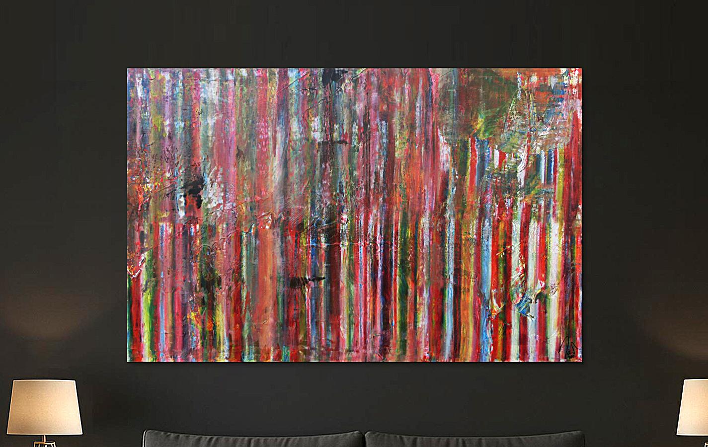 Abstraktes Kunstwerk in Rot und Orange