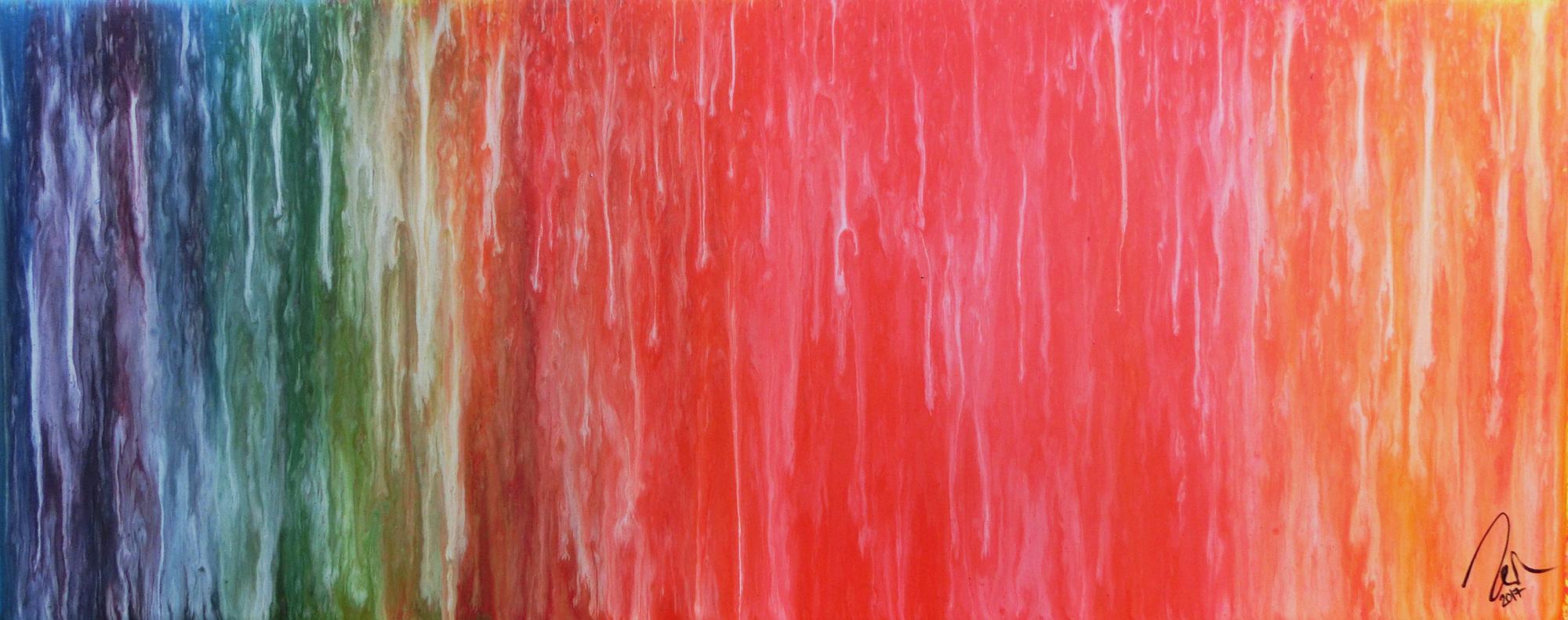 Abstraktes Acrylbild Fluid Painting sehr bunt modern viele Farben