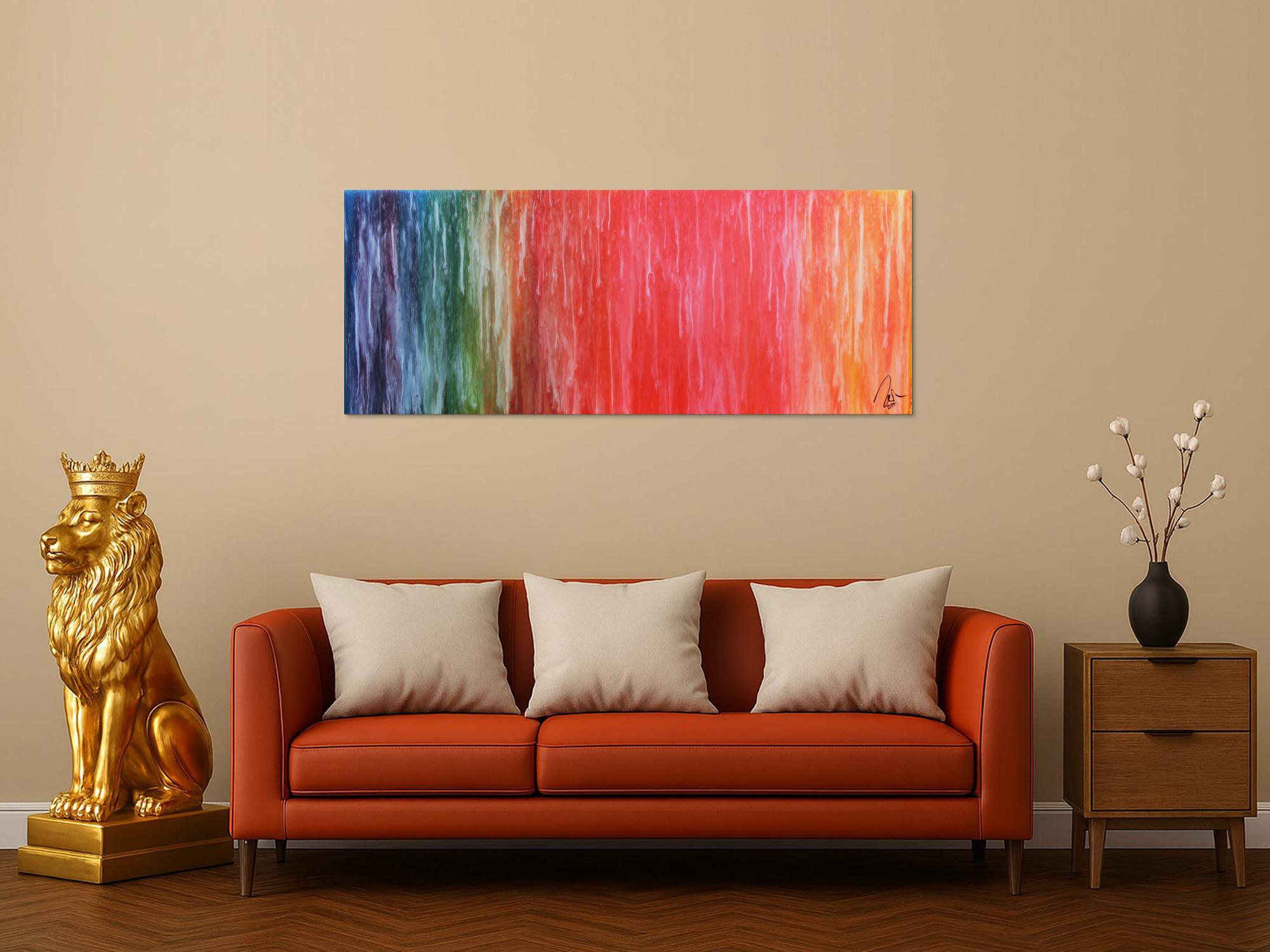 Abstraktes Acrylbild Fluid Painting sehr bunt modern viele Farben