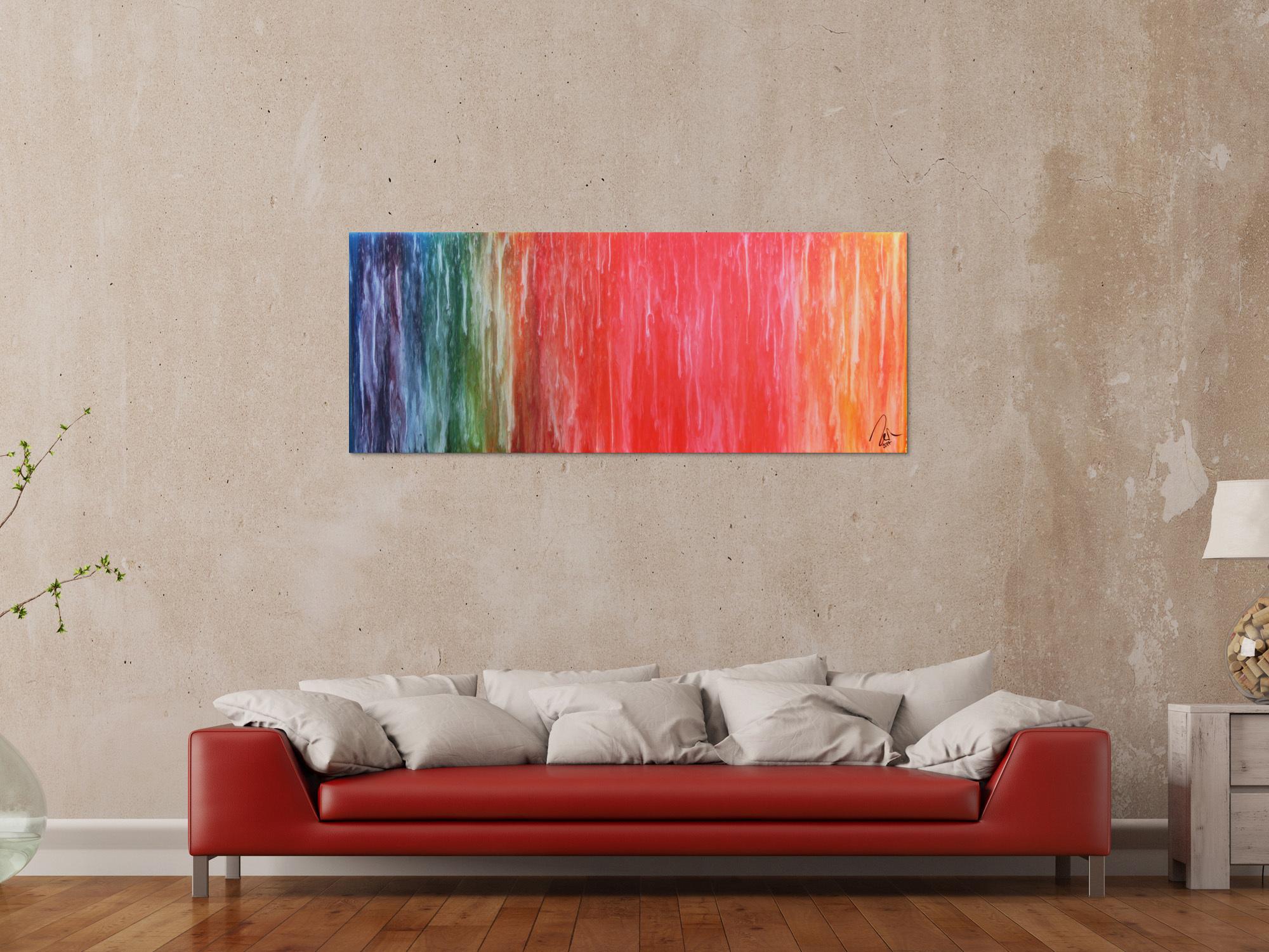 Abstraktes Acrylbild Fluid Painting sehr bunt modern viele Farben