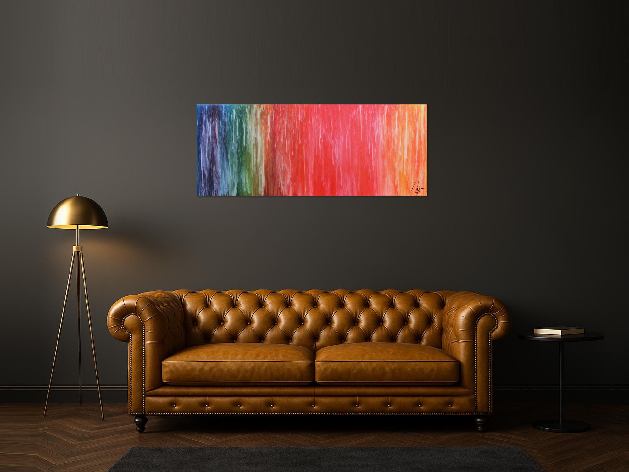 Abstraktes Acrylbild Fluid Painting sehr bunt modern viele Farben