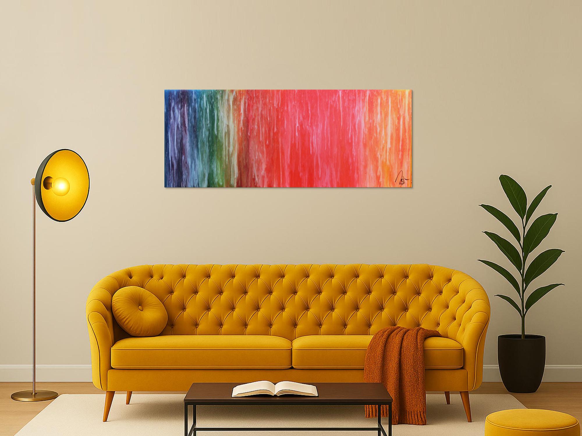 Abstraktes Acrylbild Fluid Painting sehr bunt modern viele Farben