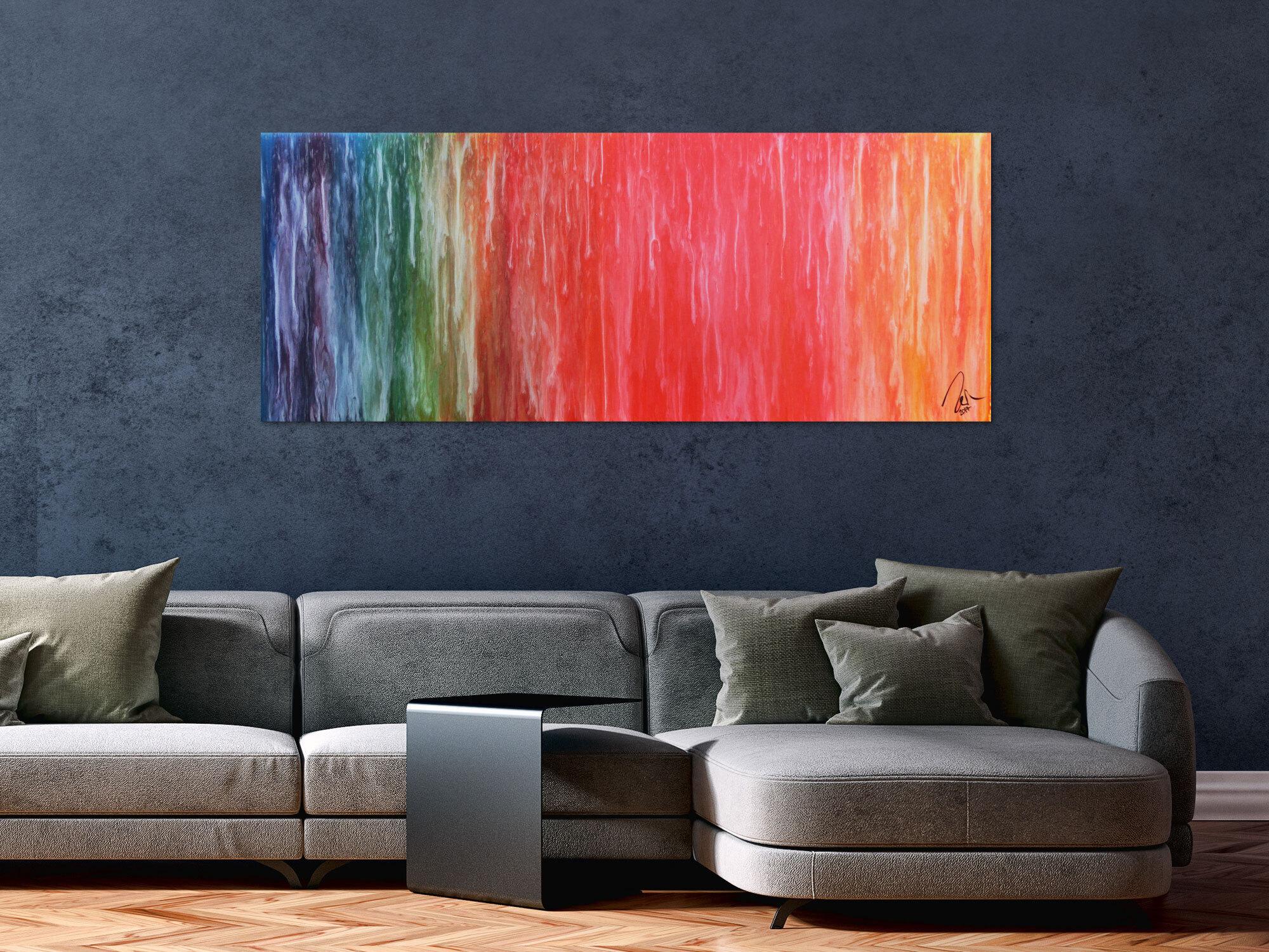 Abstraktes Acrylbild Fluid Painting sehr bunt modern viele Farben