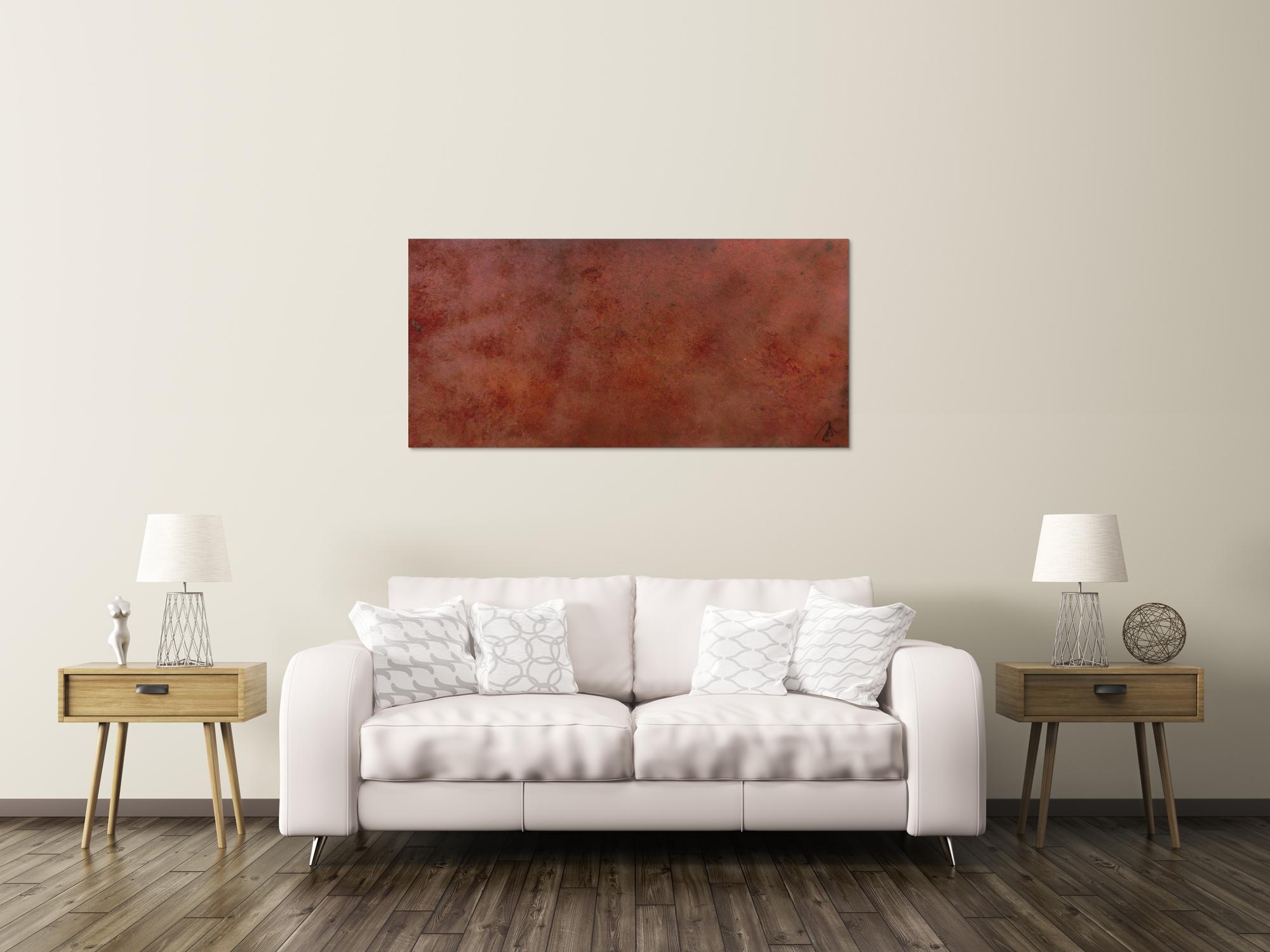 Abstraktes Bild aus echtem Rost sehr modern dunkle Farbe Rust Art - Kust aus Rost