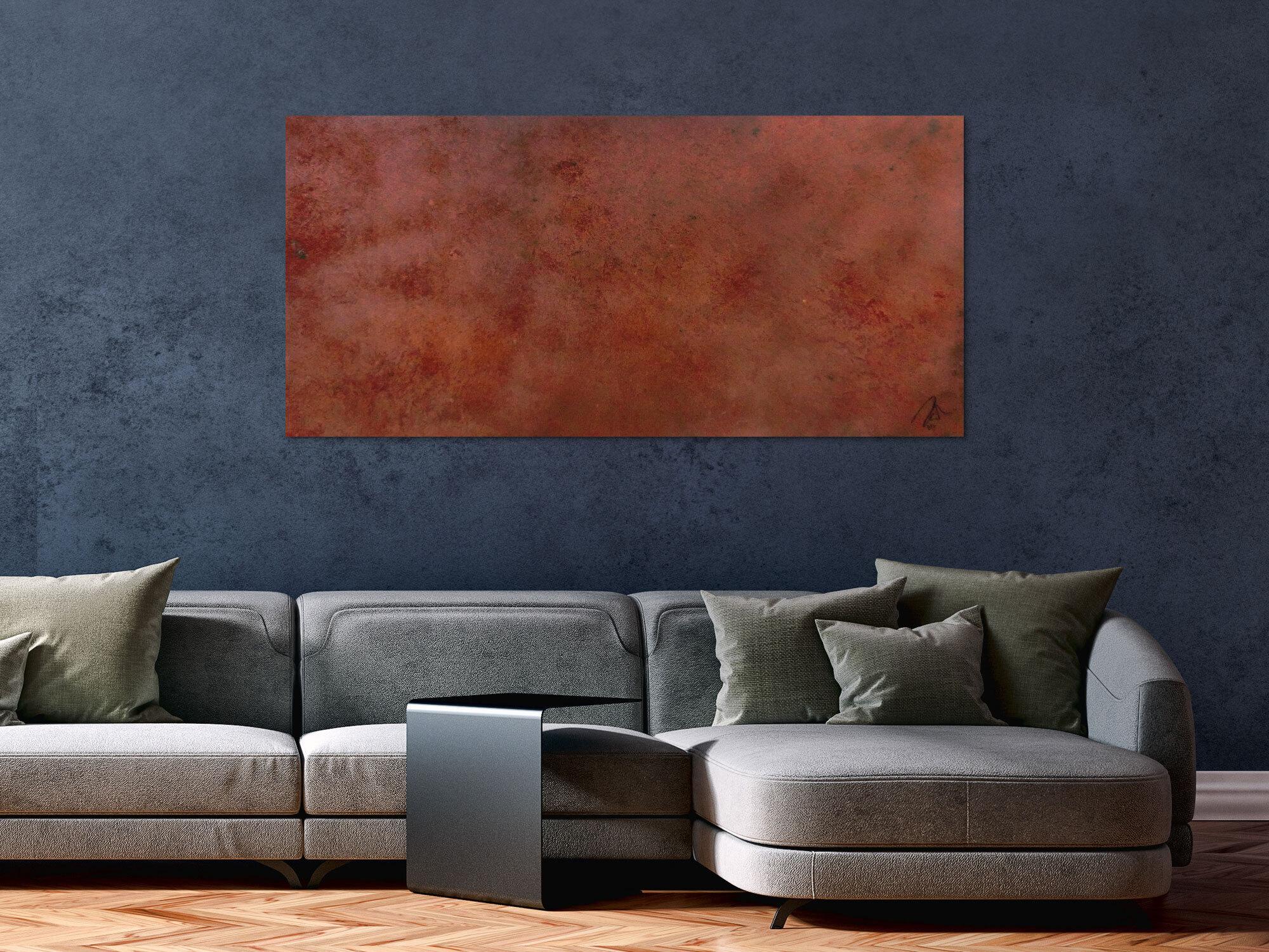 Abstraktes Bild aus echtem Rost sehr modern dunkle Farbe Rust Art - Kust aus Rost