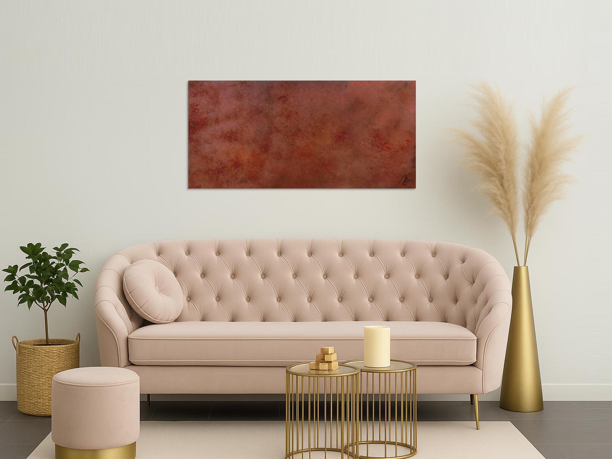 Abstraktes Bild aus echtem Rost sehr modern dunkle Farbe Rust Art - Kust aus Rost