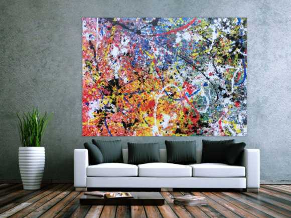Abstraktes Acrylbild sehr groß modern Action Painting abstrakt expressionistisch