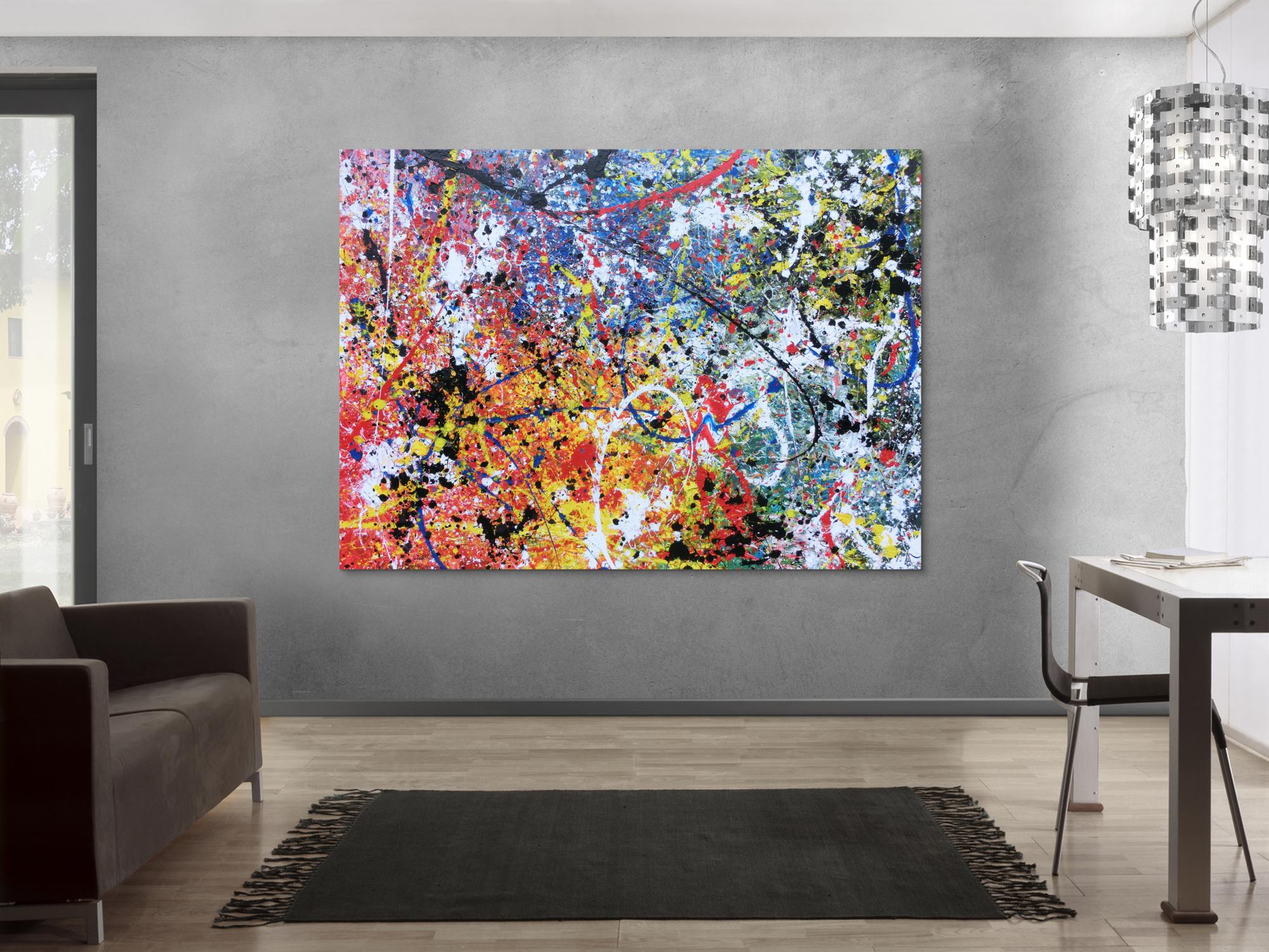 Abstraktes Acrylbild sehr groß modern Action Painting abstrakt expressionistisch