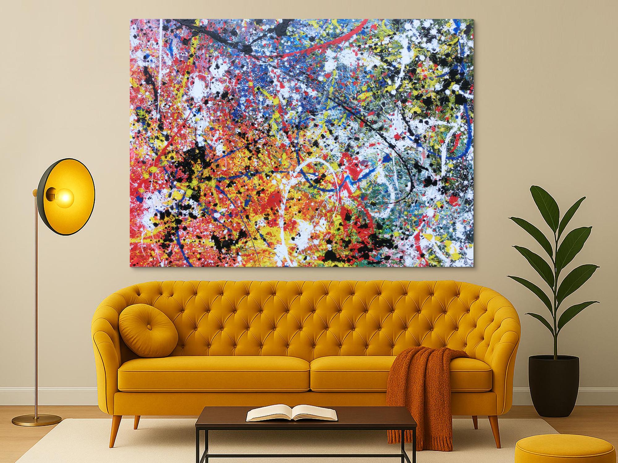 Abstraktes Acrylbild sehr groß modern Action Painting abstrakt expressionistisch