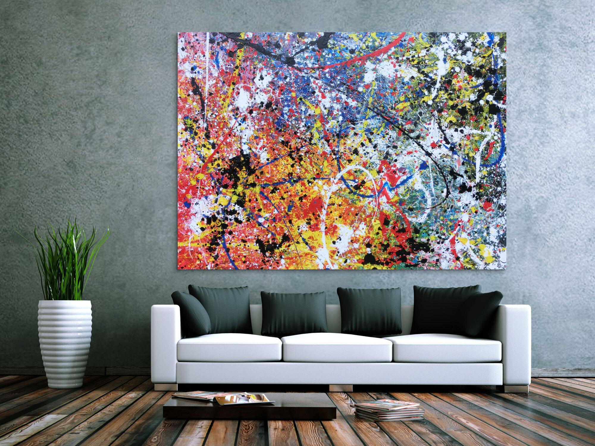 Abstraktes Acrylbild sehr groß modern Action Painting abstrakt expressionistisch