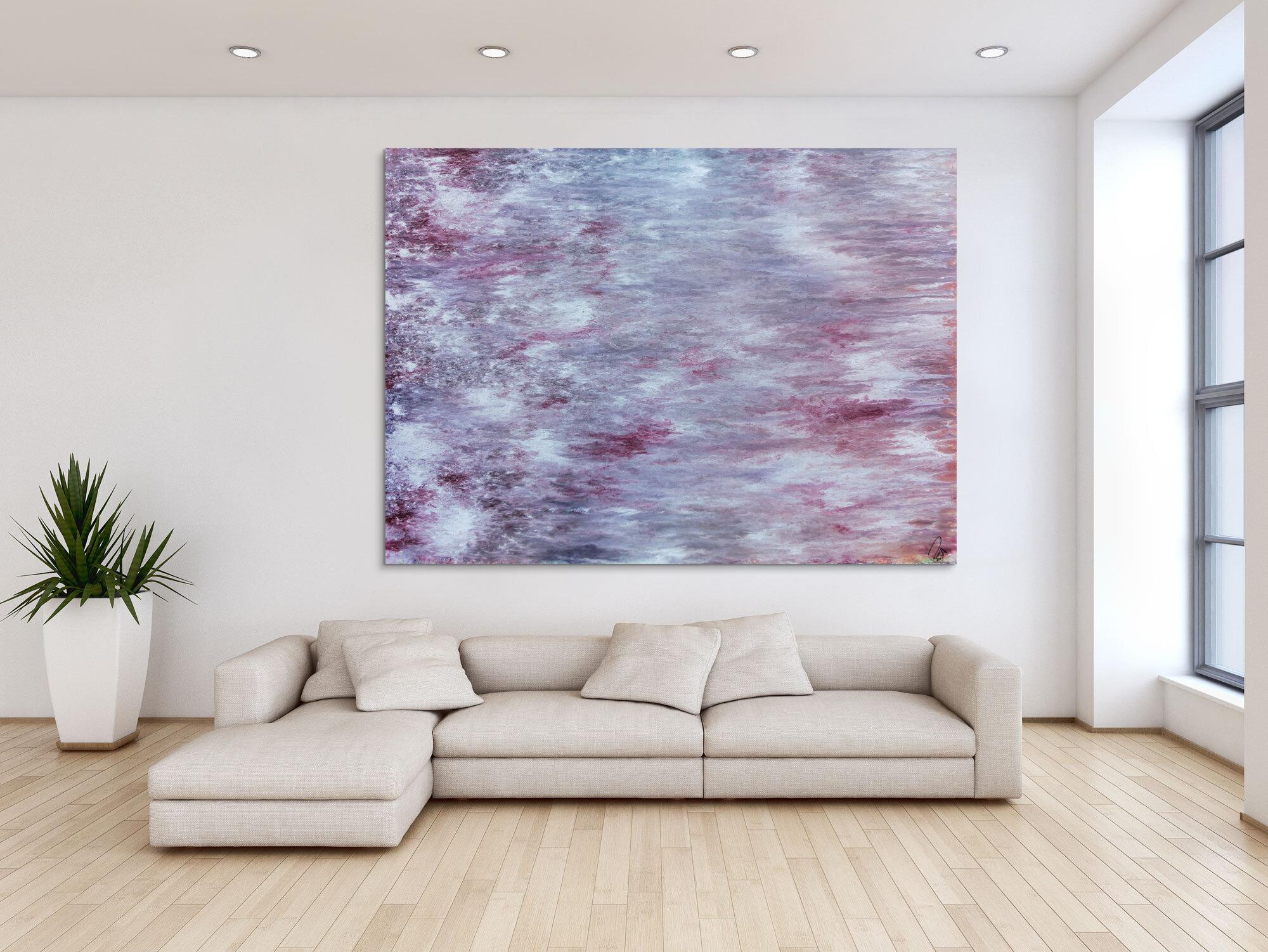 Abstraktes Acrylbild helle Farben Flieder Pastell modern zeitgenössisch