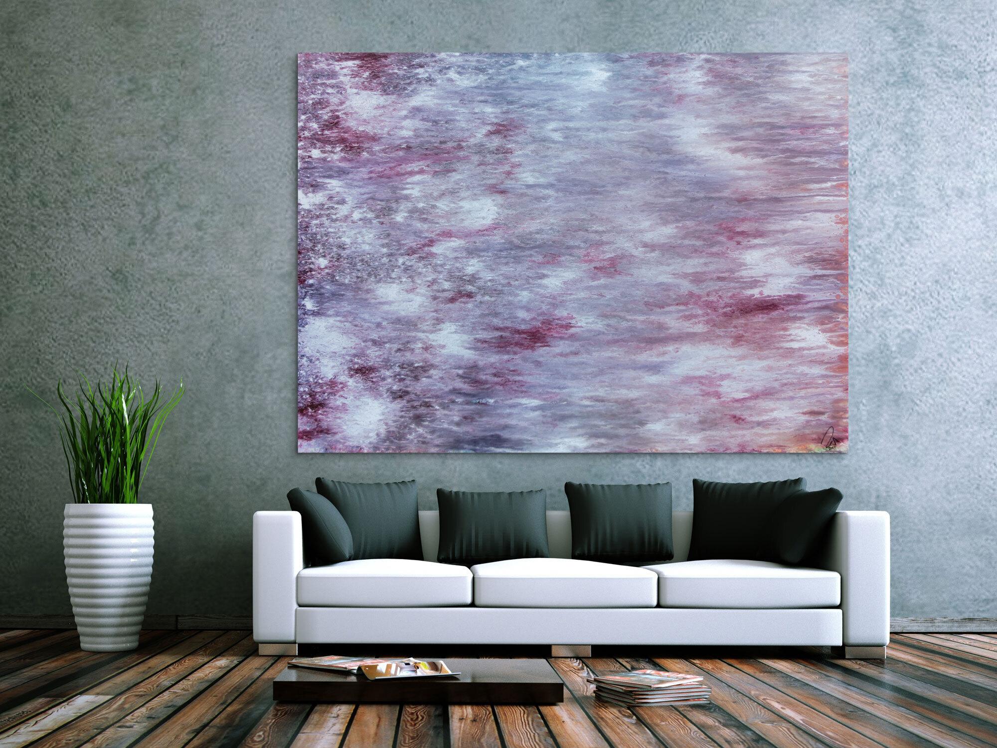 Abstraktes Acrylbild helle Farben Flieder Pastell modern zeitgenössisch