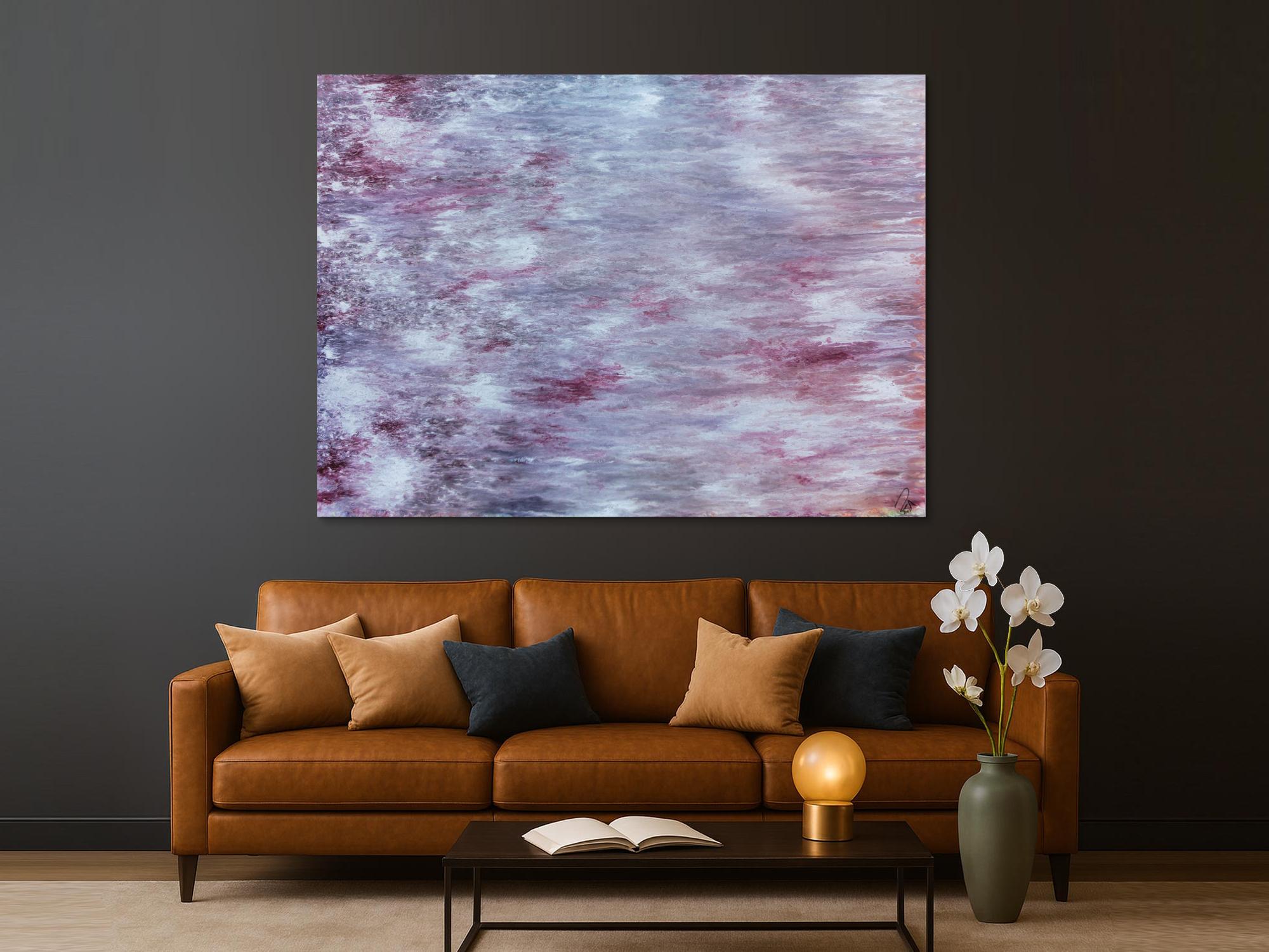 Abstraktes Acrylbild helle Farben Flieder Pastell modern zeitgenössisch