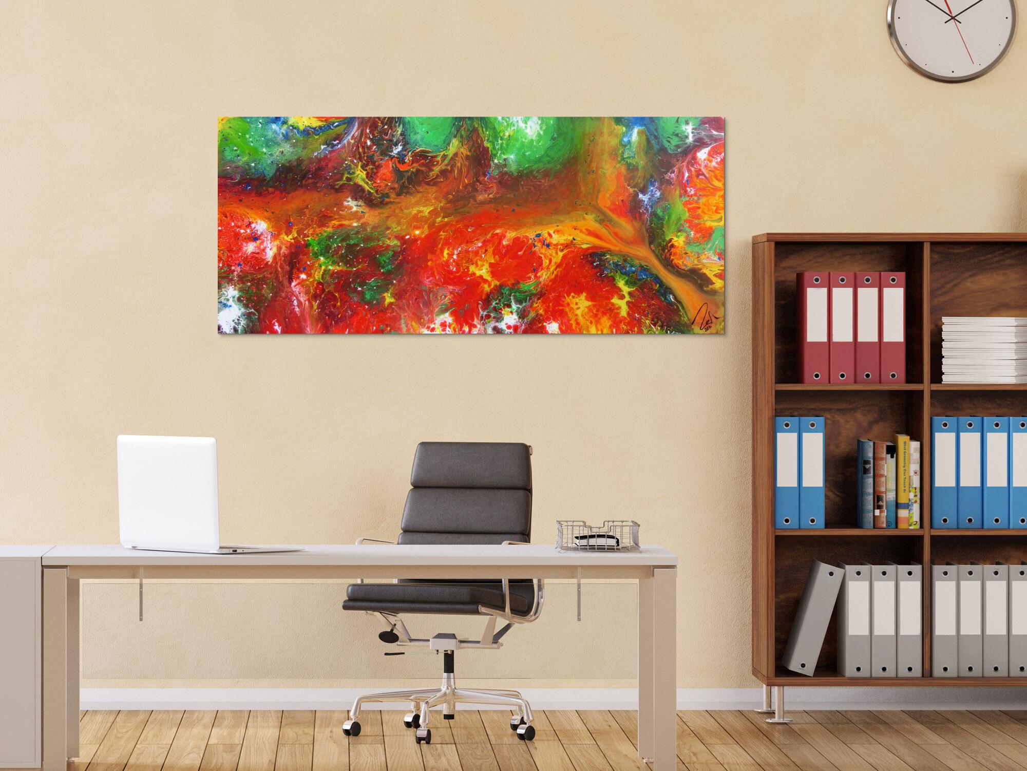 Abstraktes Acrylbild sehr bunt Fließtechnik sehr modern zeitgenösstisch Fluid Painting