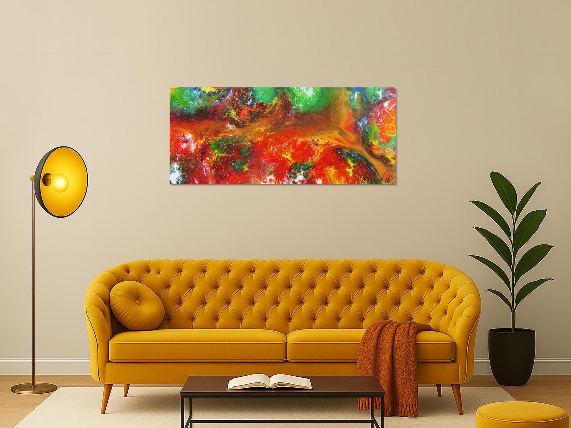 Abstraktes Acrylbild sehr bunt Fließtechnik sehr modern zeitgenösstisch Fluid Painting