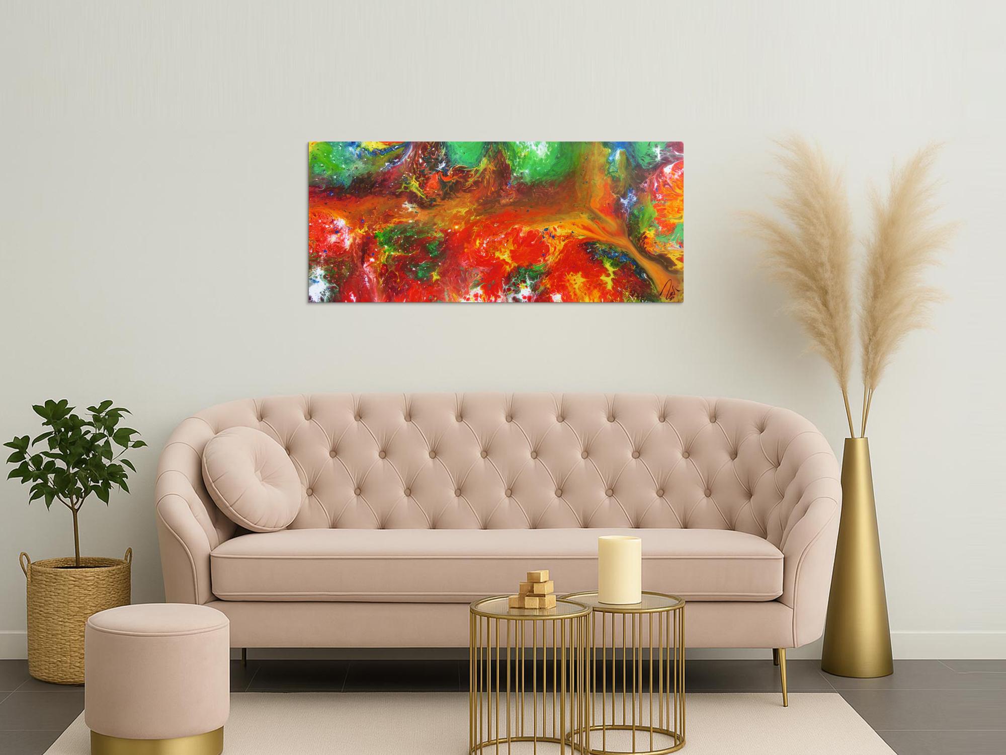 Abstraktes Acrylbild sehr bunt Fließtechnik sehr modern zeitgenösstisch Fluid Painting