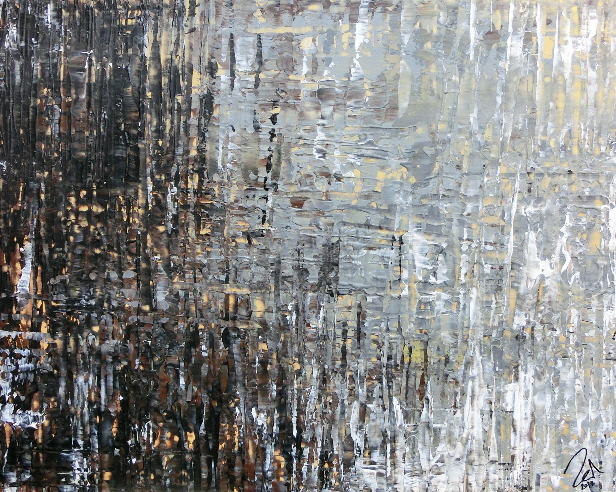 Abstraktes Acrylbild moderne Farben grau weiß braun schwarz zeitgenössisch