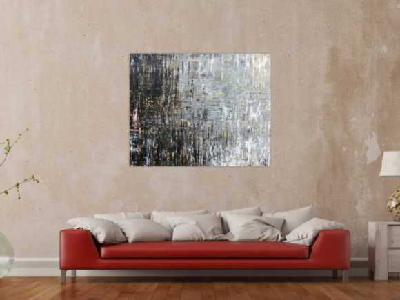Abstraktes Acrylbild moderne Farben grau weiß braun schwarz zeitgenössisch