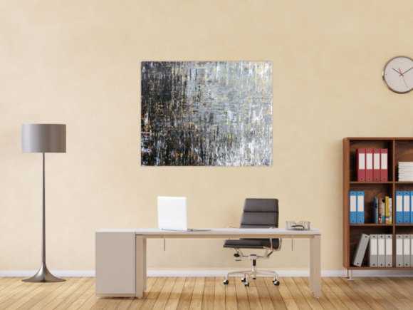 Abstraktes Acrylbild moderne Farben grau weiß braun schwarz zeitgenössisch