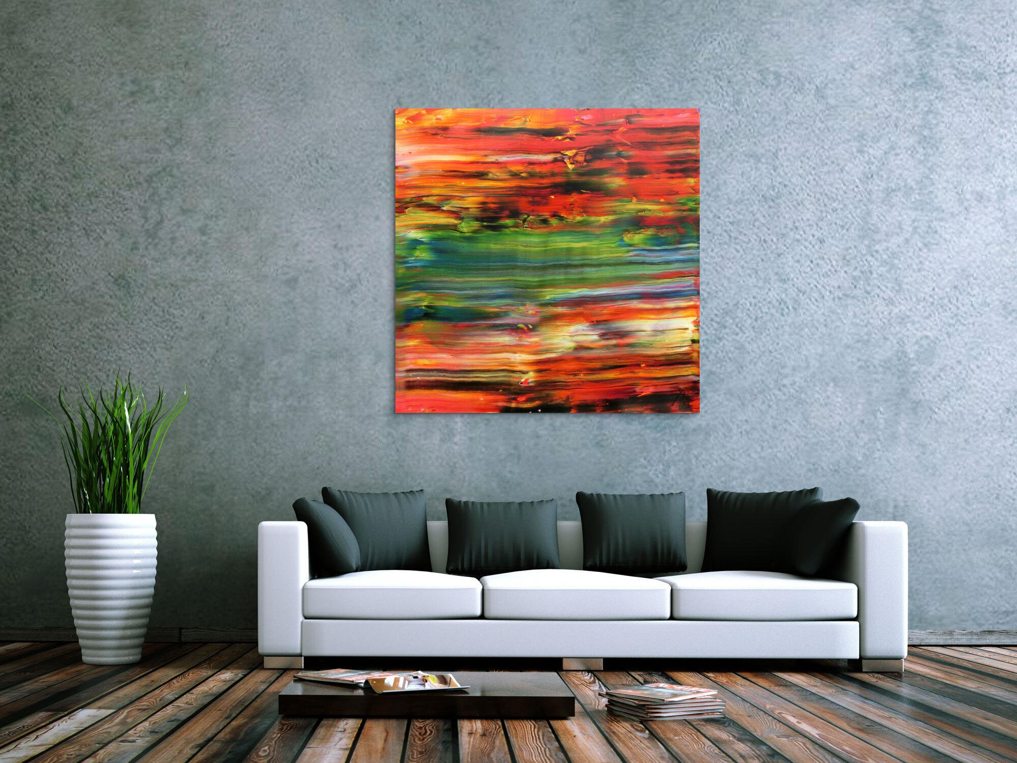 Abstraktes Kunstwerk in Rot und Orange