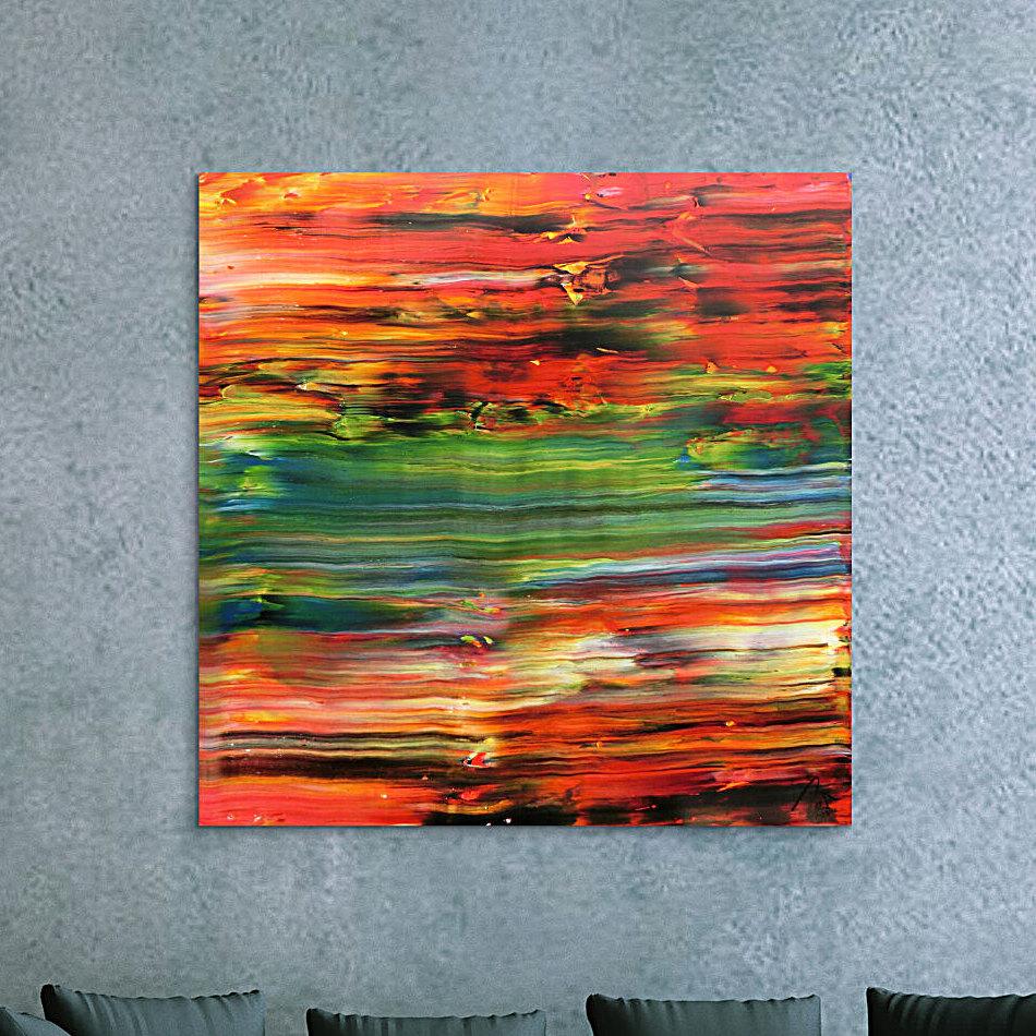 Abstraktes Kunstwerk in Rot und Orange
