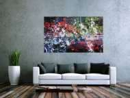 Abstraktes Acrylbild Action Painting Mischtechnik sehr modern dunkel und bunt