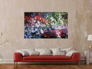 Abstraktes Acrylbild Action Painting Mischtechnik sehr modern dunkel und bunt