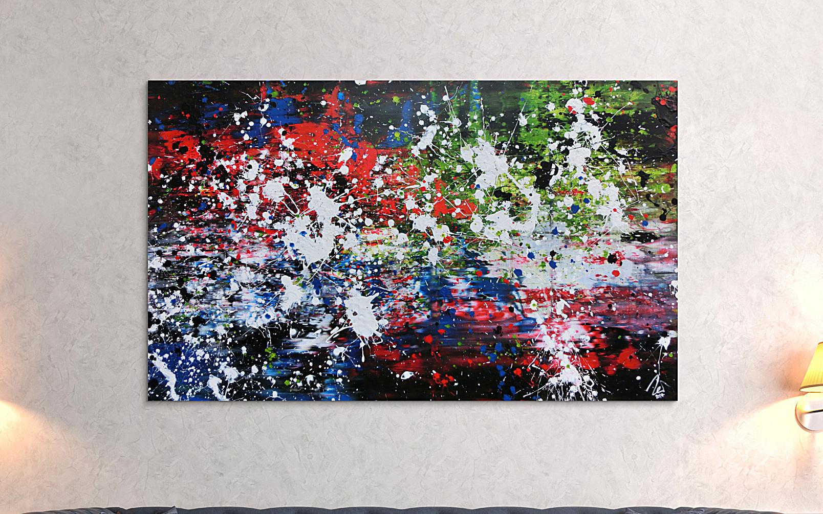 Abstraktes Kunstwerk in Rot und Orange