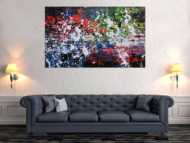 Abstraktes Acrylbild Action Painting Mischtechnik sehr modern dunkel und bunt