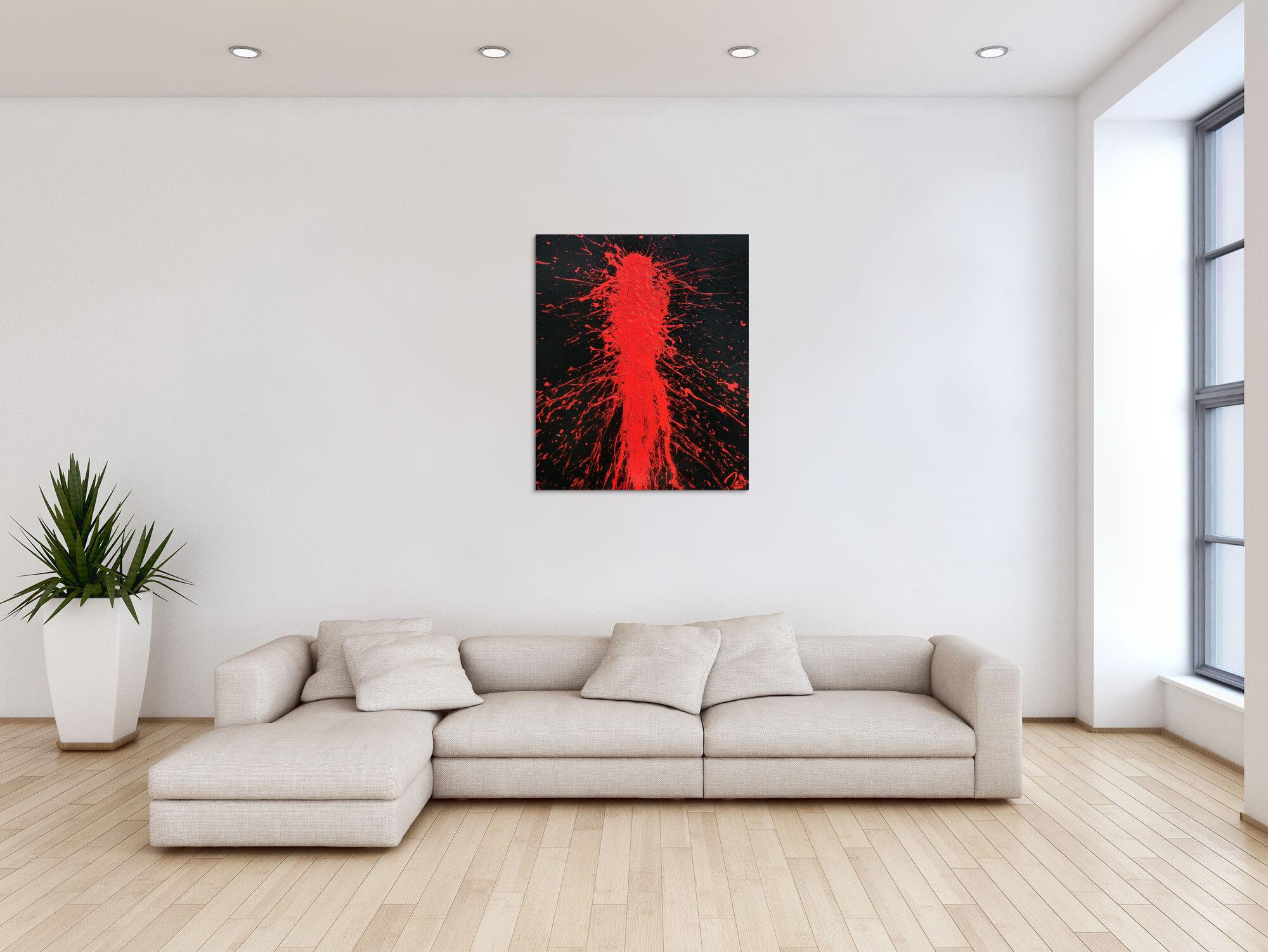 Abstraktes Acrylbild in schwarz und rot Action Painting Shplash Art sehr modern