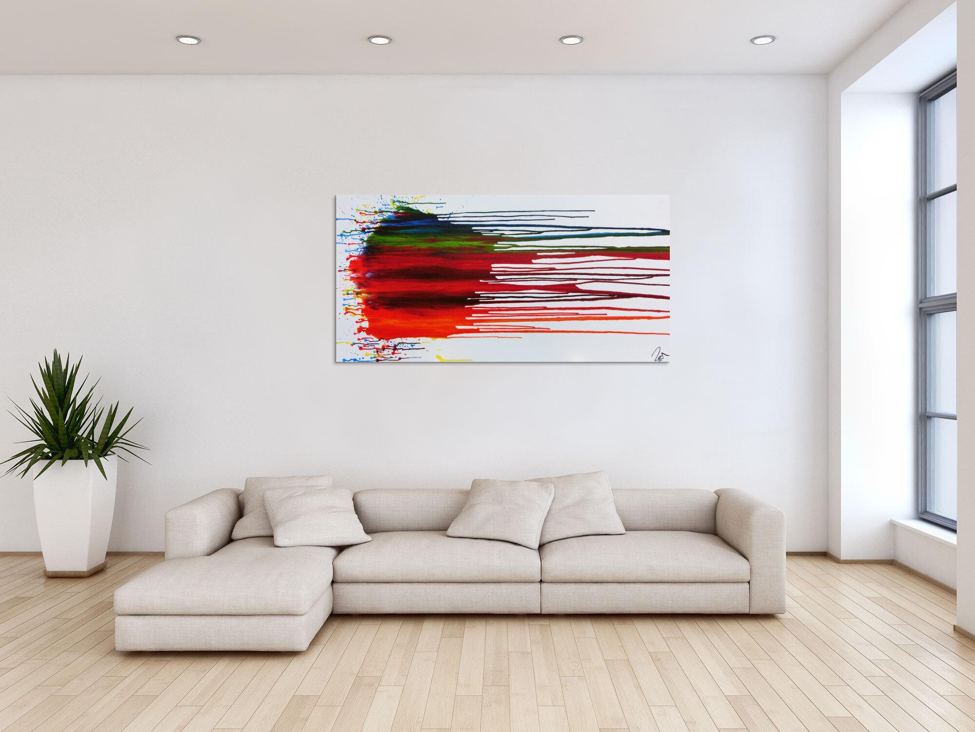 Abstraktes Acrylbild sehr bunt fließende Farben Fluid Painting modernes Gemälde