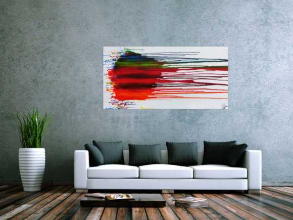 Abstraktes Acrylbild sehr bunt fließende Farben Fluid Painting modernes Gemälde