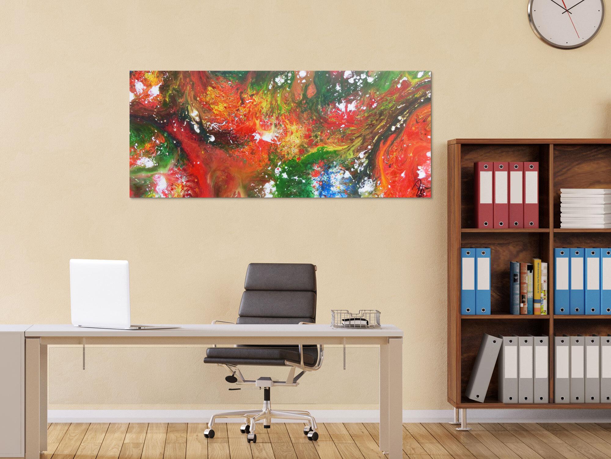 Abstraktes Acrylbild Fluid Painting sehr bunt modernes Gemälde fließende Farben