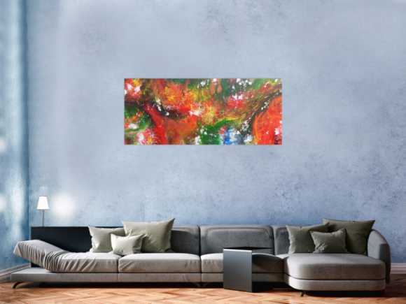 Abstraktes Acrylbild Fluid Painting sehr bunt modernes Gemälde fließende Farben