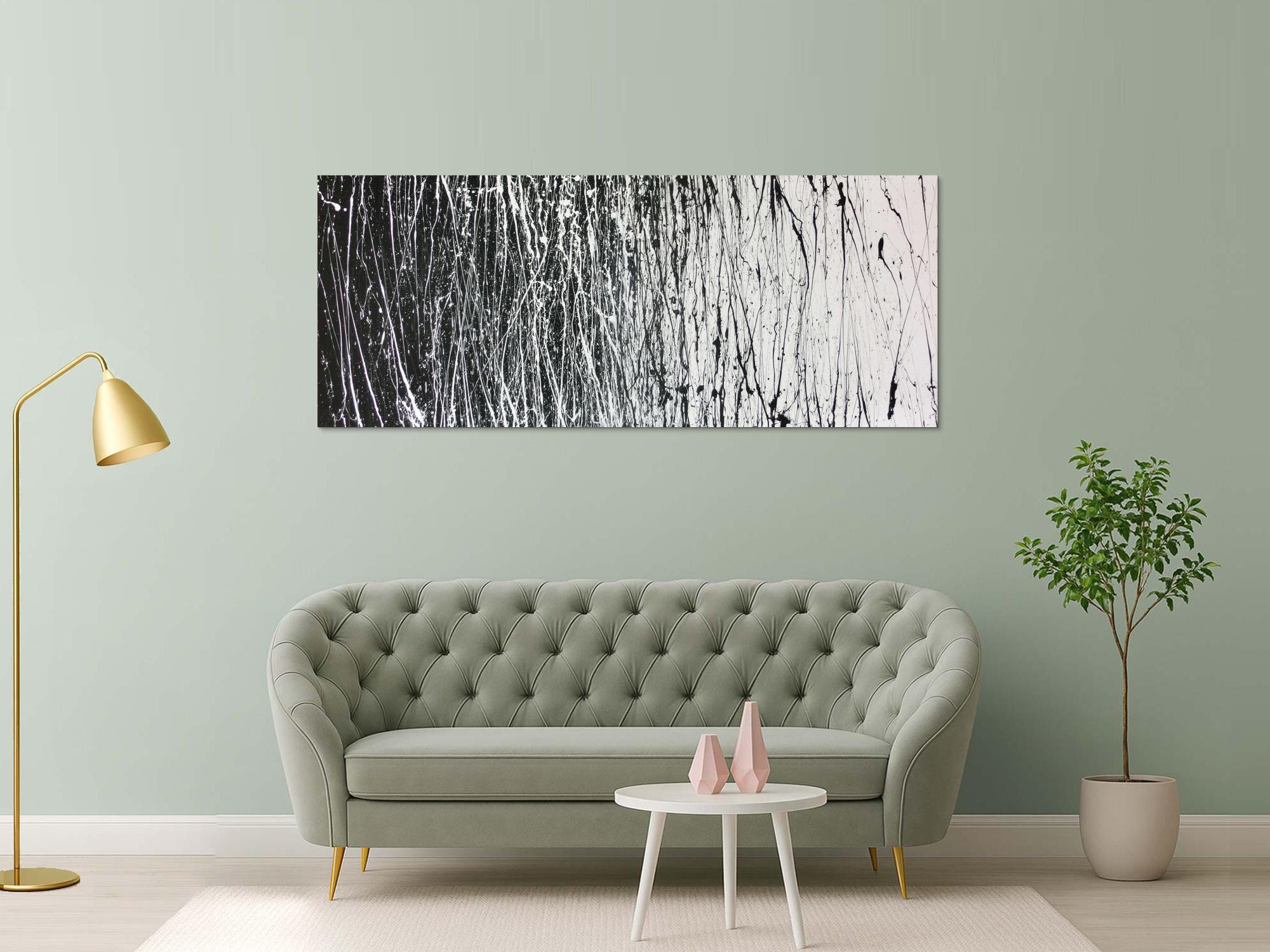 Abstraktes Acrylbild schwarz weiß modern