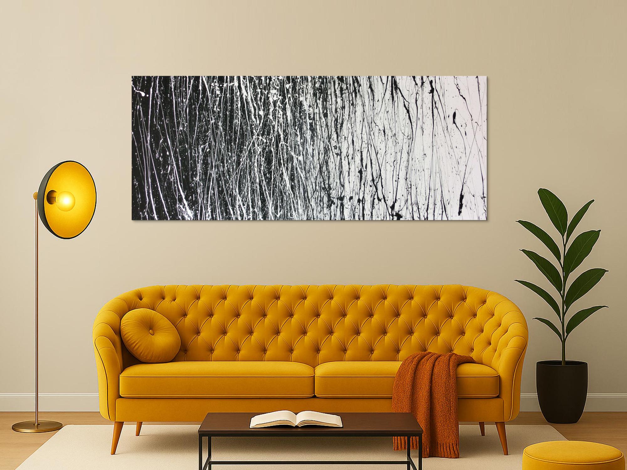 Abstraktes Acrylbild schwarz weiß modern