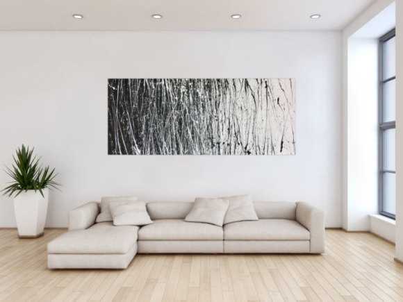Abstraktes Acrylbild schwarz weiß modern